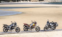 Moto Guzzi V85 TT on a beach